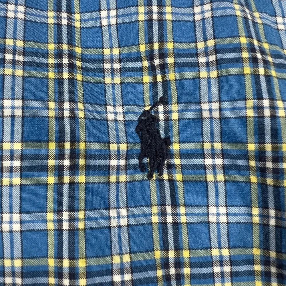 Ralph Lauren Shirt Youth Boys 7 Blue Plaid Long Sleeve Button Down Casual Dress